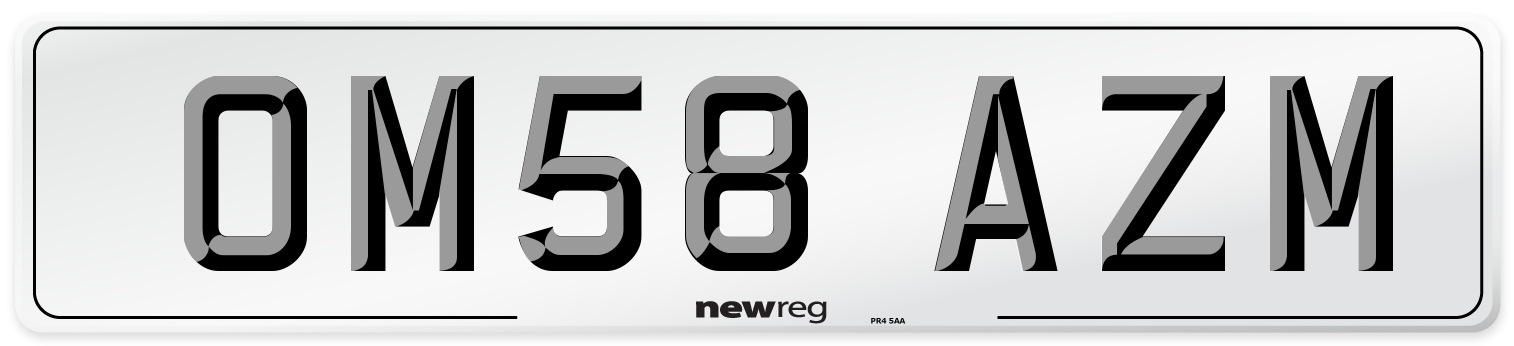 OM58 AZM Number Plate from New Reg